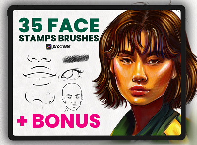 Portrait stamp brushes for Procreate copic darsi art digital art graphic design png procreate procreate brush procreate brush set procreate face brushes procreate market procreate stamp stamp brushes