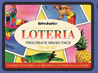 Lotería Procreate Brushes & Tutorial 3d animation app branding design graphic design illustration logo motion graphics ui vector