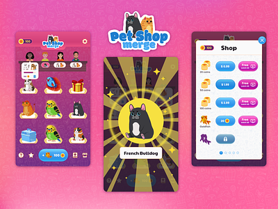PetShop Merge - Mobile Game branding design digital illustration illustration logo mobile app mobile design ui ux vector