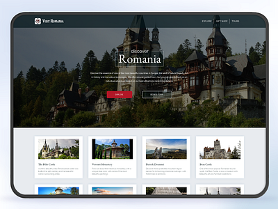 Visit Romania - concept design shot branding dark design landing page ui ux webdesign