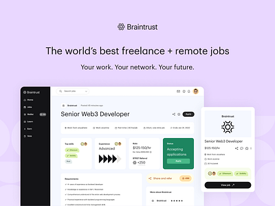 Welcome to our Dribbble page! blockchain freelance job search jobs jobs app product design ui ux web3 work work app