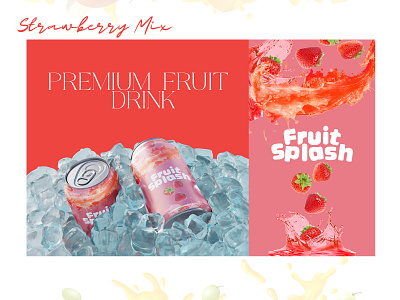 Strawberry Fruit drink packaging design adobe illustrator beverage brand identity brand packaging branding design drink food graphic design illustration logo strawberry