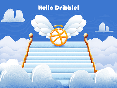 Hello Dribble! angel blue clouds heaven noise sky skyblue stairs texture