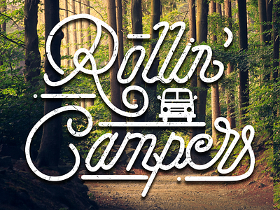 Rollin' Campers camp glamping handlettering lettering logo monoline type