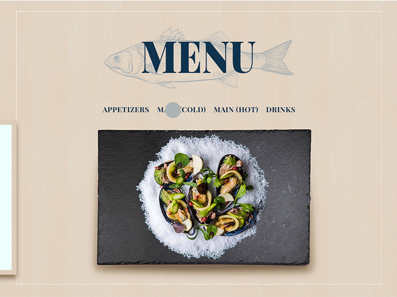 Pier 13 Menu Interaction menu menu interaction restaurant sea restaurant seafood web ui