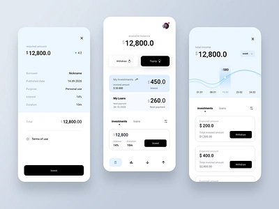 P2P Lending app design app ui banking clean concept finance fintech inves lending loan mobile p2p ui ui design uiux ux