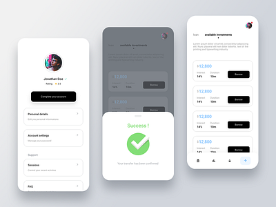 P2P Lending app design app ui banking clean design finance fintech mobile app p2p ui ui design ui ux uiux ux