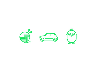 Friendly Emojis bird emojis iconography icons knitting mini old car owl yarn