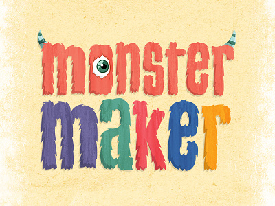 Monster Maker Wordmark app ui cute furry game hairy type horns logotype monsters wordmark