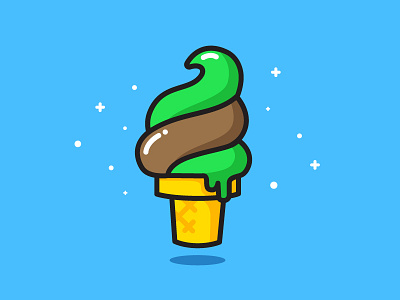 Mint Chocolate Ice Cream chocolate cute food fun ice cream illustration mint vector yum