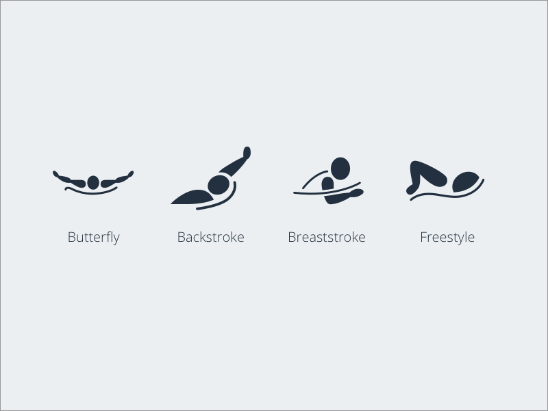 Swim Stroke Icons by Megan Raddatz on Dribbble