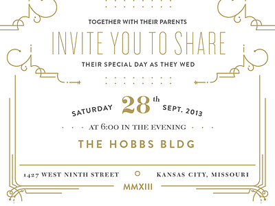 Wedding Invitation invite letterpress two color wedding