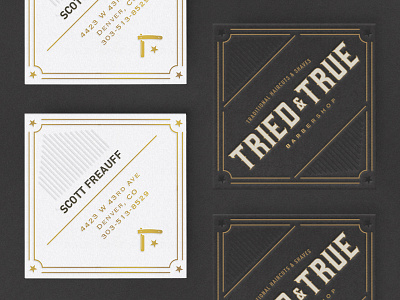 Tried and True Business Cards barber shop branding business cards lettering