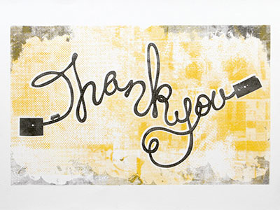 Thank You halftone poster screen print texture two color