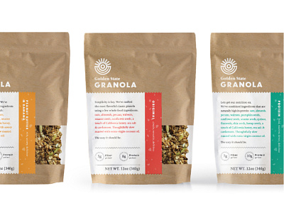Golden State Granola Packaging boulder brand design branding design granola identity logo package design packaging type typography