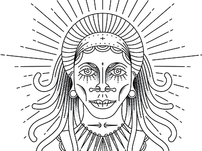 Wip Voodoo Lady illustration im tired lines shading tattoo vector