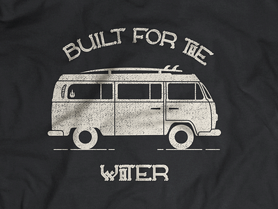 Built For The Water V.2 bus illustration surf t shirt vw