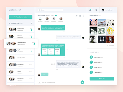 Platform Bowl chat conversation dashboad design desktop message platform shared ux ui