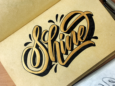 Shine ✨ brushpen custom golden handmade lettering script