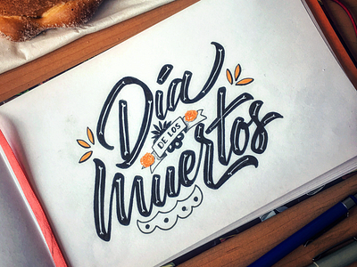 Día de Muertos diademuertos handmade illustration lettering script typography
