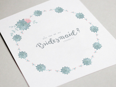 Bridesmaid Card bridesmaid succulent vector watercolor