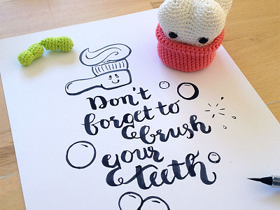 Happy lettering practice amigurumi cute handlettering toothpaste