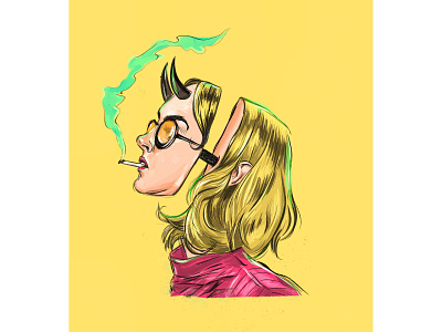 Smoking girl illustration