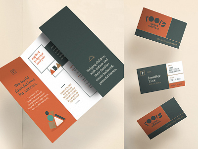 Roots Autism Solutions Branding Collateral agency branding brochure business cards design graphics logo stationery studio
