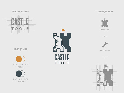 Castle Tools castle design graphic logo simple tools