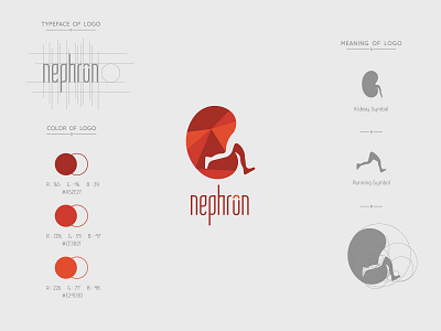 Nephron design graphic jogging kidney legs logo negative space nephron run simple