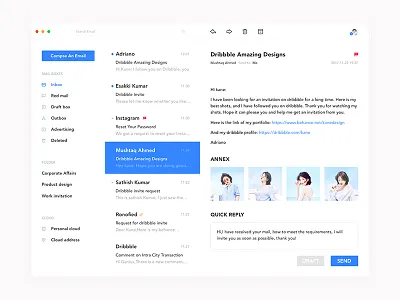 E-mail Dashboard app blue dashboard mail ui ux