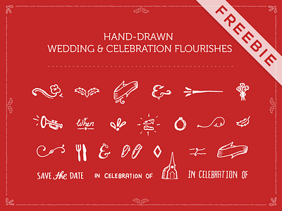 Hand-Drawn Wedding & Celebration Flourishes custom type flourishes graphics hand drawn icons vector wedding