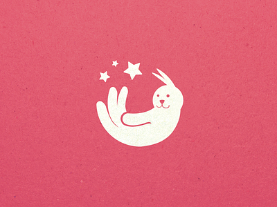 Nursery Branding branding children creme hand ident logo nursery pink rabbit stars textured white