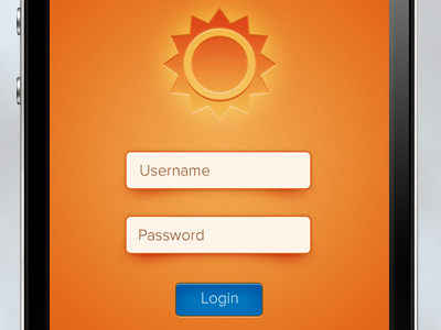 App login app button hot iphone login orange password sun username warm