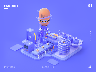 Machinery factory of C4d visualization