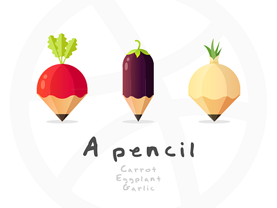 Carrot Eggplant Garlic carrot eggplant flat garlic house illustrations originality pencil