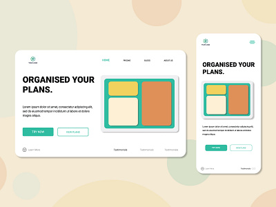 Online Planner/Organiser Landing Page adobe xd app design figma illustrator landing page minimal ui vector web