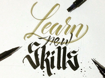 Learn new Skils brush handlettering handmade lettering pen type typography