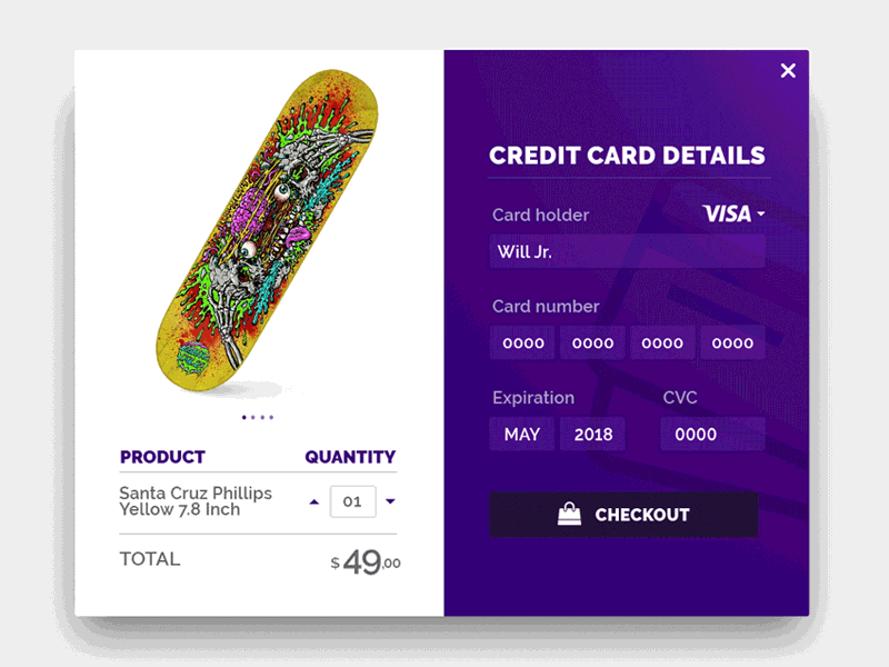 Credit card checkout app dailyui interface ui ux web