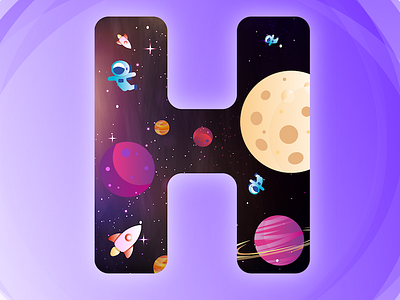 #36daysoftype08 - Letter H 36daysoftype08 dream gradientcolor graphicdesign graphicdesigner illustration illustrator photoshop spaceworld typography