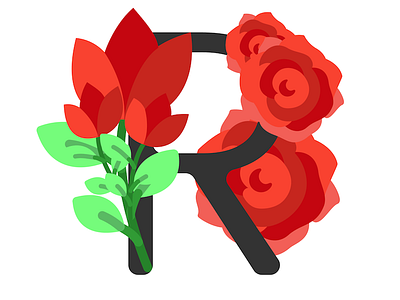 36 Days of Type - R is roses 36daysoftype 36daysoftype r flatcolor flatdesign flowers fresh illustration lettering rose roses typography