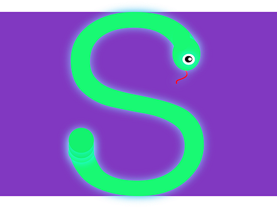 36 Days of Type - S the snake 36daysoftype 36daysoftype s fluo freelance green lettering letters purplebackground snake typography