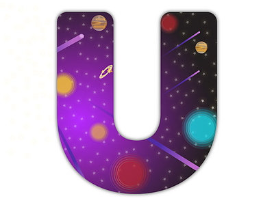 36 Days of Type - U is the univers 36daysoftype 36daysoftype u comets flatdesign gradientdesign illustration illustrator letter u planets stars univers