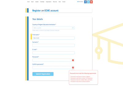 Registration - Example 2 call to action dropdown errormessage flatdesign registration roll up ui uidesigner user experience ux webdesign website