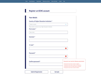 Registration - Example 1 call to action dropdown errormessage flatdesign registration roll up ui uidesigner user experience ux webdesign website