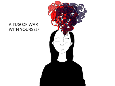 In your mind blackwhite disordermind illustration illustrator psychology red wacom wacomtablet woman youth
