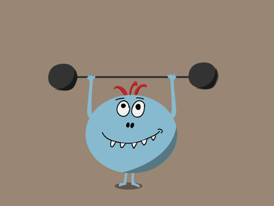 Exercices of a weirdo blue brown drawing exercices flatcolor graphic art graphic design handdrawing illustration illustrator monster round training wacom wacom intuos wacom tablet weights