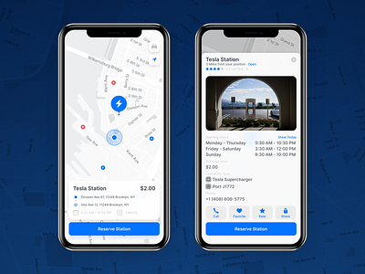 Park + Charge - Selected station app charge ios iphone x map mobile mockup park popup route ui ux