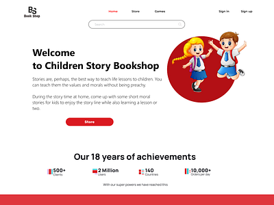 Online bookstore for kids bookstore brand design kids landing page school user experience user interface web app