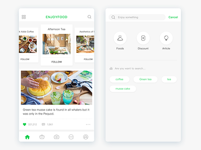 Enjoyfood App Design app design enjoy food ios ui